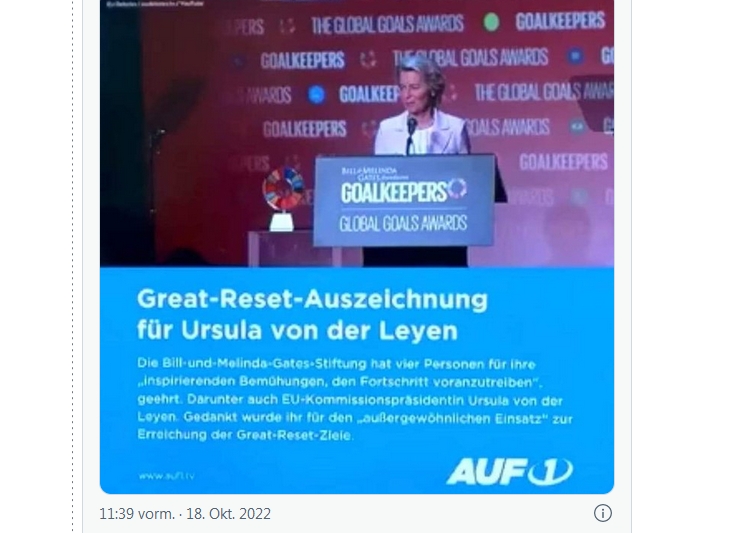 Ursula von der Leyen – erhält “Great Reset Auszeichnung” von Bill Gates